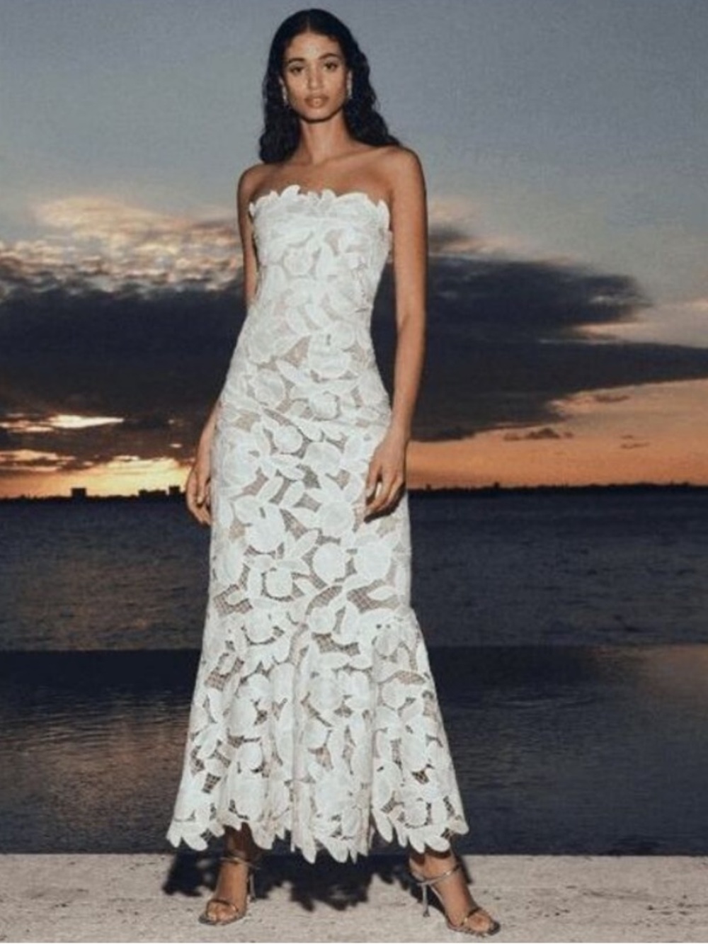 SIMKHAI Valletta Strapless Bustier Embroidered Gown